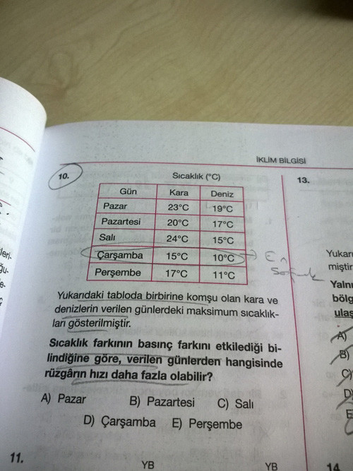  4 coğrafya sorusu (İklim bilgisi)