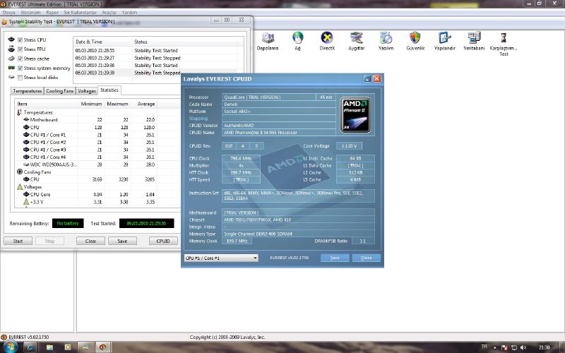  Phenom II 955 Sıcaklık ve Cool'n Quite