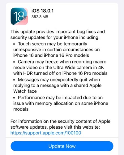 iPhone'lardaki hataları düzelten iOS 18.0.1 güncellemesi yayınlandı