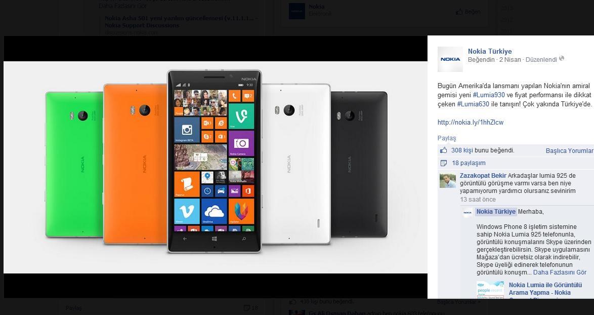  Nokia Facebook sayfasına neden yorum yazamıyorum?