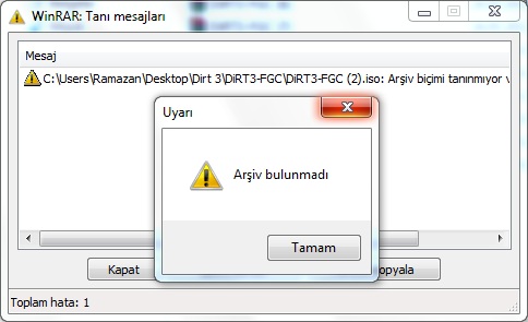  Winrar Dosya Dosya Bozuk Veya CRC Hatası!! Sorunu