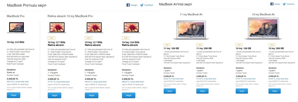  Yenilenen İşlemci Macbok pro ve Air ler