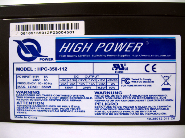  HighPower 350W PSU