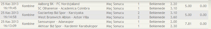  8 tane 2 maç - 1 tane 3 maç - 1 tane 4 maç