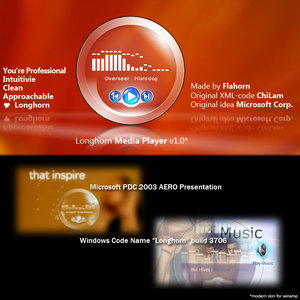 Microsoft player. PDC 2003 Windows Longhorn Aero presentation. Microsoft PDC 2003 dvd1.
