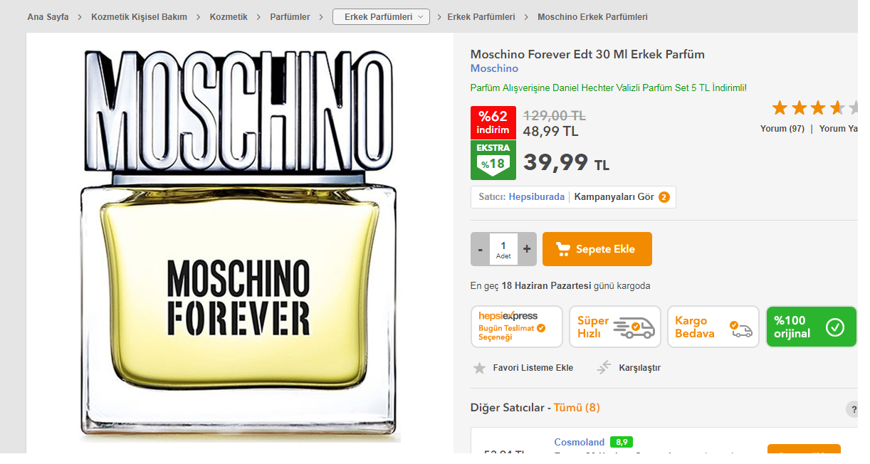 Moschino Forever Edt 30 Ml Erkek Parfüm- 39.90 TL - Hepsiburada
