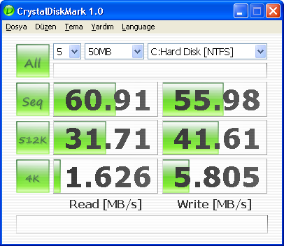  ## Crystal DiskMark 1.0 ile Hard Disk Performansınızı Ölçün ##