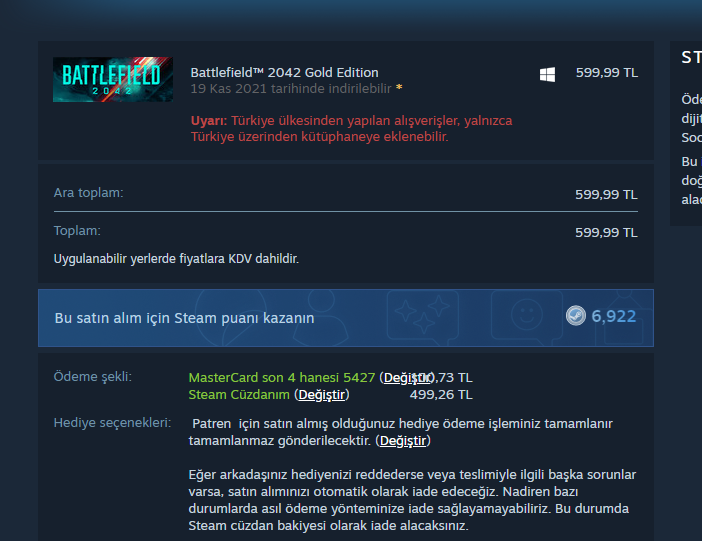 BF5 Steam'de ek paketler var mı?