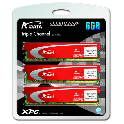  A-DATA, 6 GB Triple Kit (3x2GB) DDR3-1600MHz, CL8