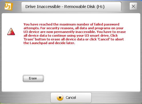 Sandisk Cruzer U3 FlashDisk hatalı şifre girişi sonucu kilitlendi.YARDIM