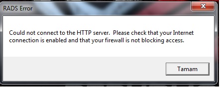  Rads Error - Couldn't connect to the HTTP server