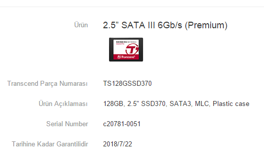  Satılık Fiyat düştü Transcend 128GB SSD kutulu açılmamış 140 TL