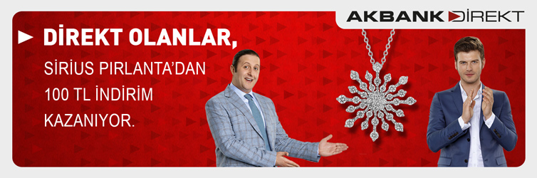  Akbank Direkt 100 TL İndirim ve Pırlantalı Şans Bilekliği Hediye