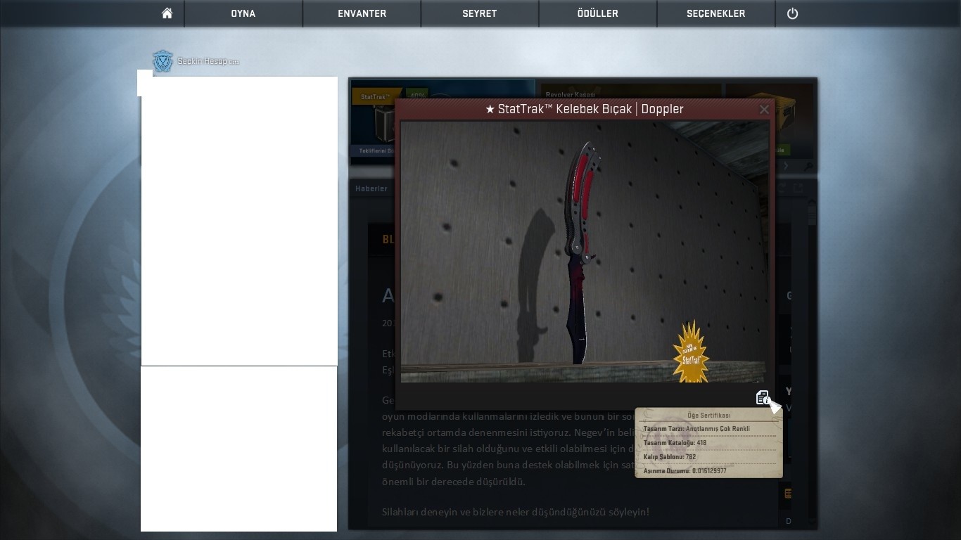 (SATILDI) Stattrak Butterfly Doppler ( New Factory )