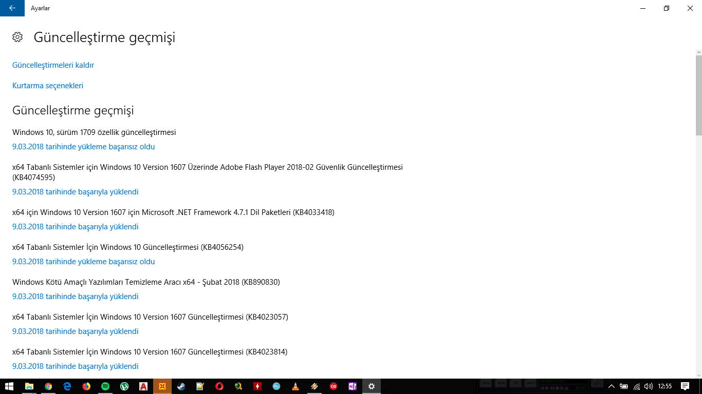Windows 10 Sürüm 1709 Güncellemesi Başarısız Oldu