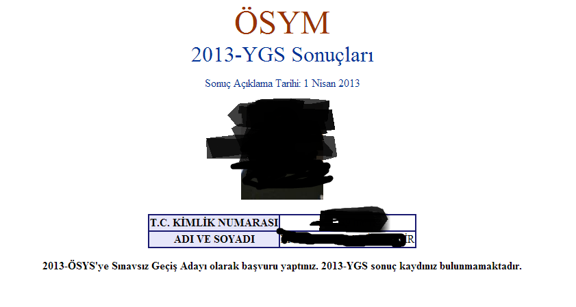  ÖSYM  2013-YGS Sonuçları Açıklandı