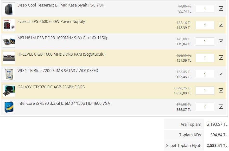  Sistem toplama tavsiyeleriniz