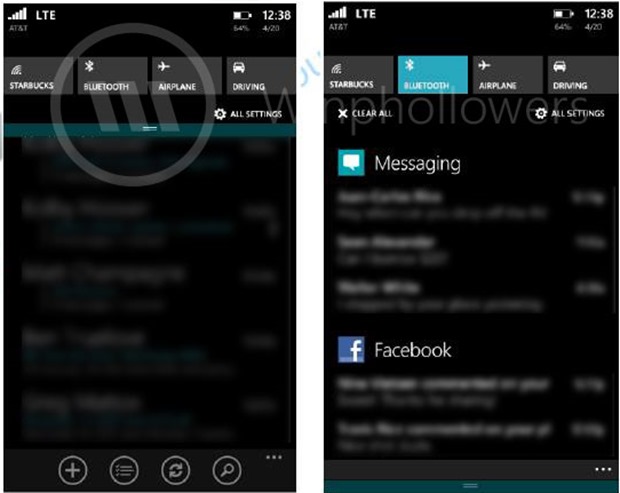 Windows Phone 8.1 bildirim merkezi ortaya çıktı