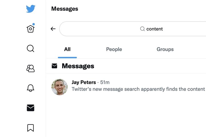 Twitter özel mesajlarda metin araması da yapılabiliyor
