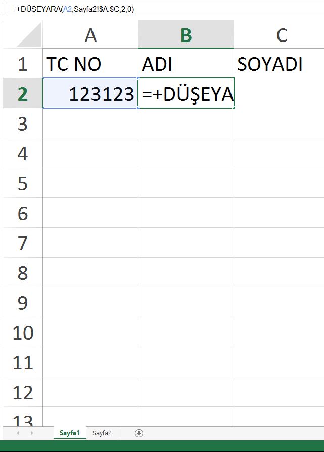 Excel'de büyük sorunum var