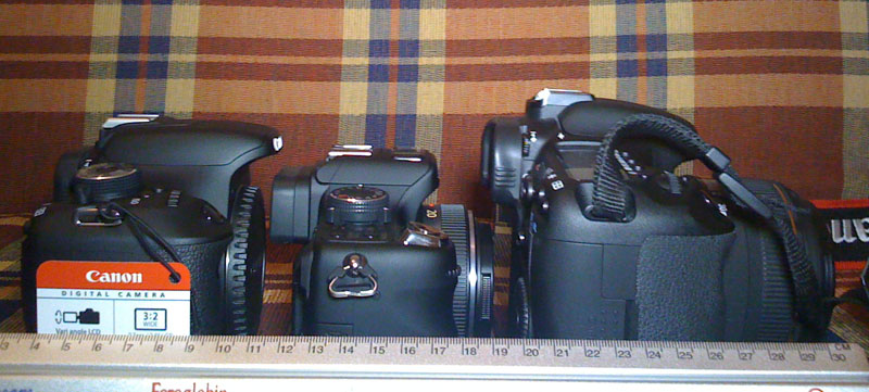  Canon 7D vs Canon 600D vs Panasonic GH1(2) fotoğraflı boyut karşılarştırması