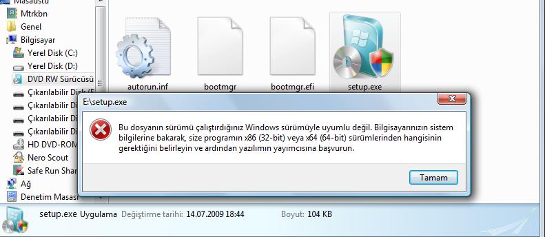  Vista 32 Bitten Windows 7 64bit'e yükseltme Yardım