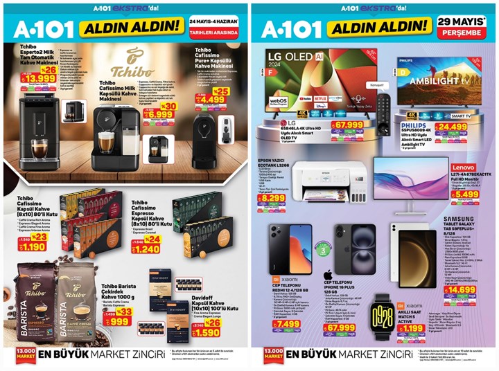 A101 marketlerde indirimli Tchibo kahve makinesi ve kapsül geçidi var