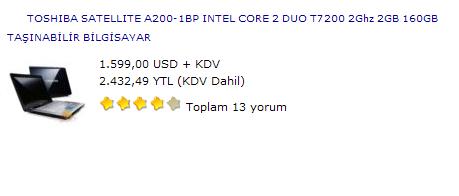  -_-En Çok Satılan Dizüstü Bilgisayarlar (bazı internet mağazalarında)-_-