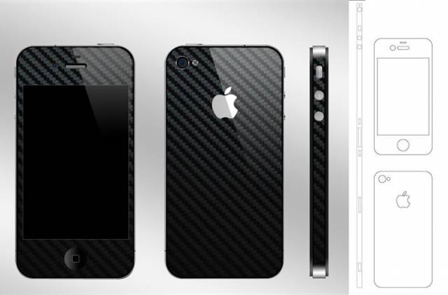  Skinstronic İphone 4-4S Karbon Tüm Gövde Koruyucu Siyah