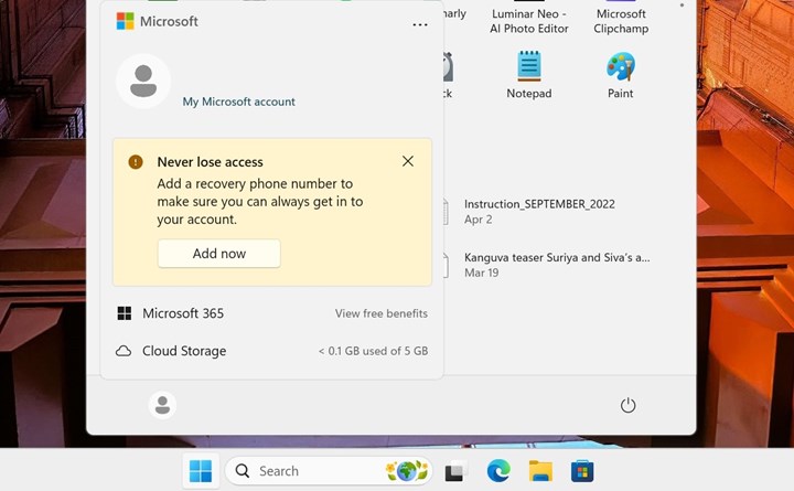 Windows 11, Microsoft hesap güvenliği için uyarıda bulunacak