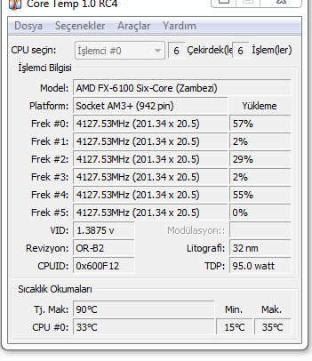  Fx6100 işlemci core speed ve Multiplier oyunlarda düşüyor