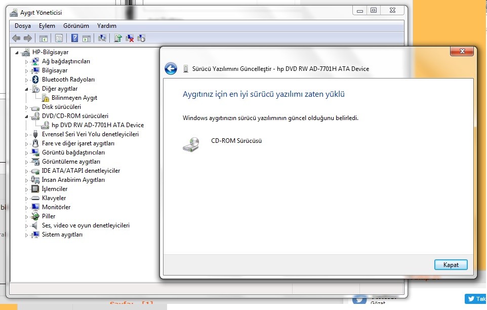  DVD/ CD ROM sürücüm okumuyor.!