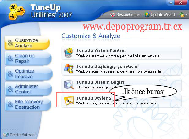  @@@TuneUp 2007 6.0.1255 İle Windows Açılışını Değiştirmek