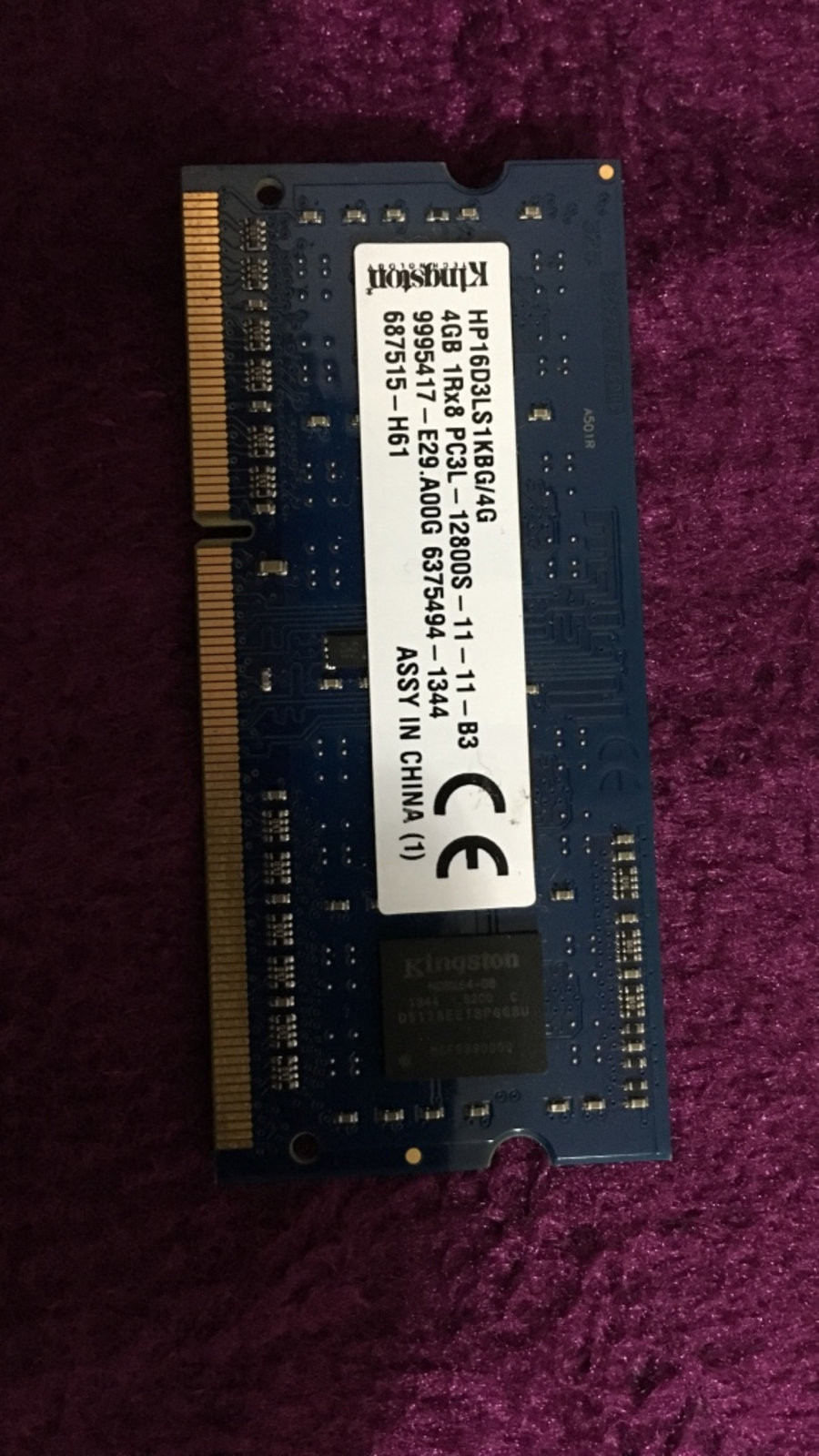 Kingston 4GB PC3L-12800S DDR3-1600 Mhz Notebook RAM