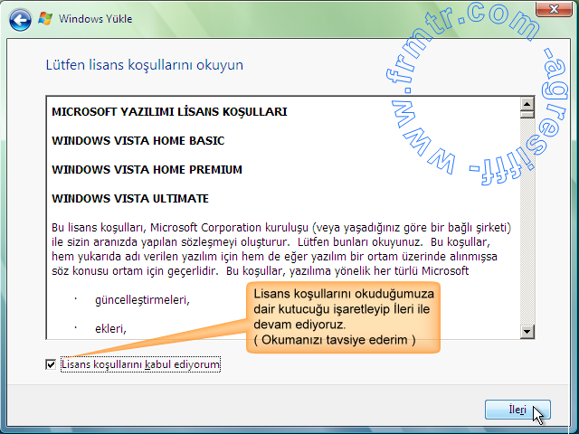  Windows Vista ya nasıl format atılır?ACİ