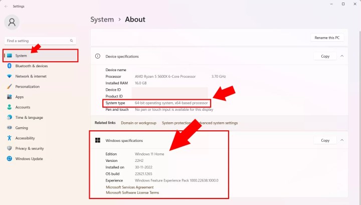 hakkında bölümünden windows sürümünü öğrenme