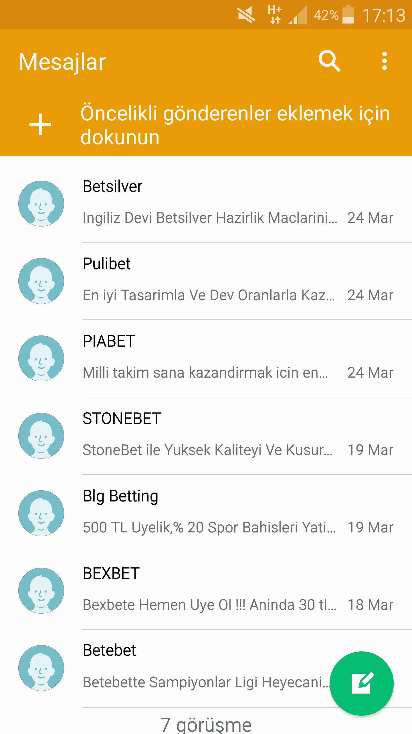 bahis sitelerinden gelen smsler
