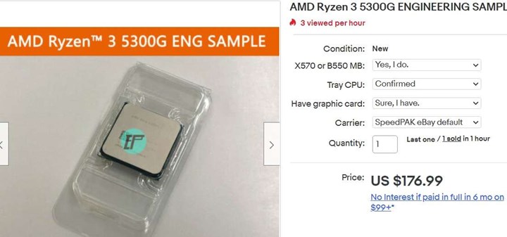 Ryzen 3 5300G eBay’da listelendi