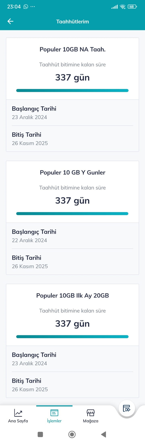 Yıldızlı Günler Popüler Tarifeler 3-6-10-15-20-25-25+5-30 +SSM 40 Gb 320 TL( Bitti)