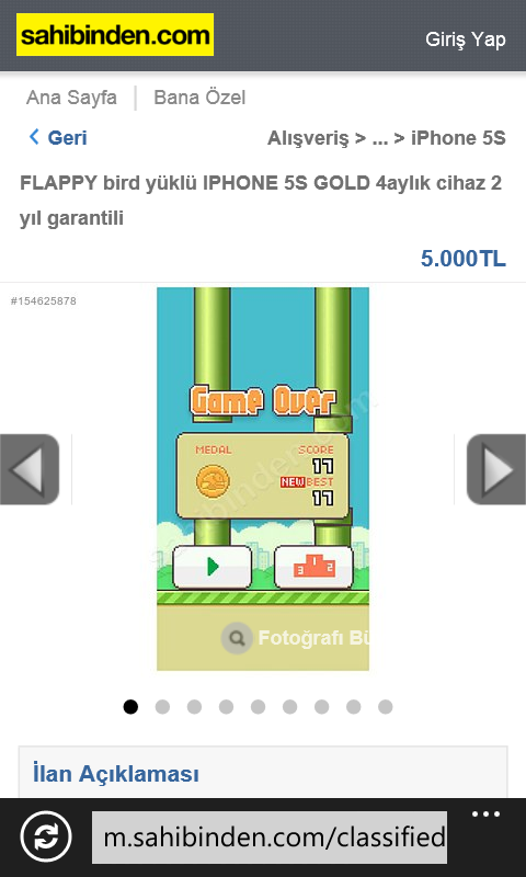  iphone 5s 5.000 tl