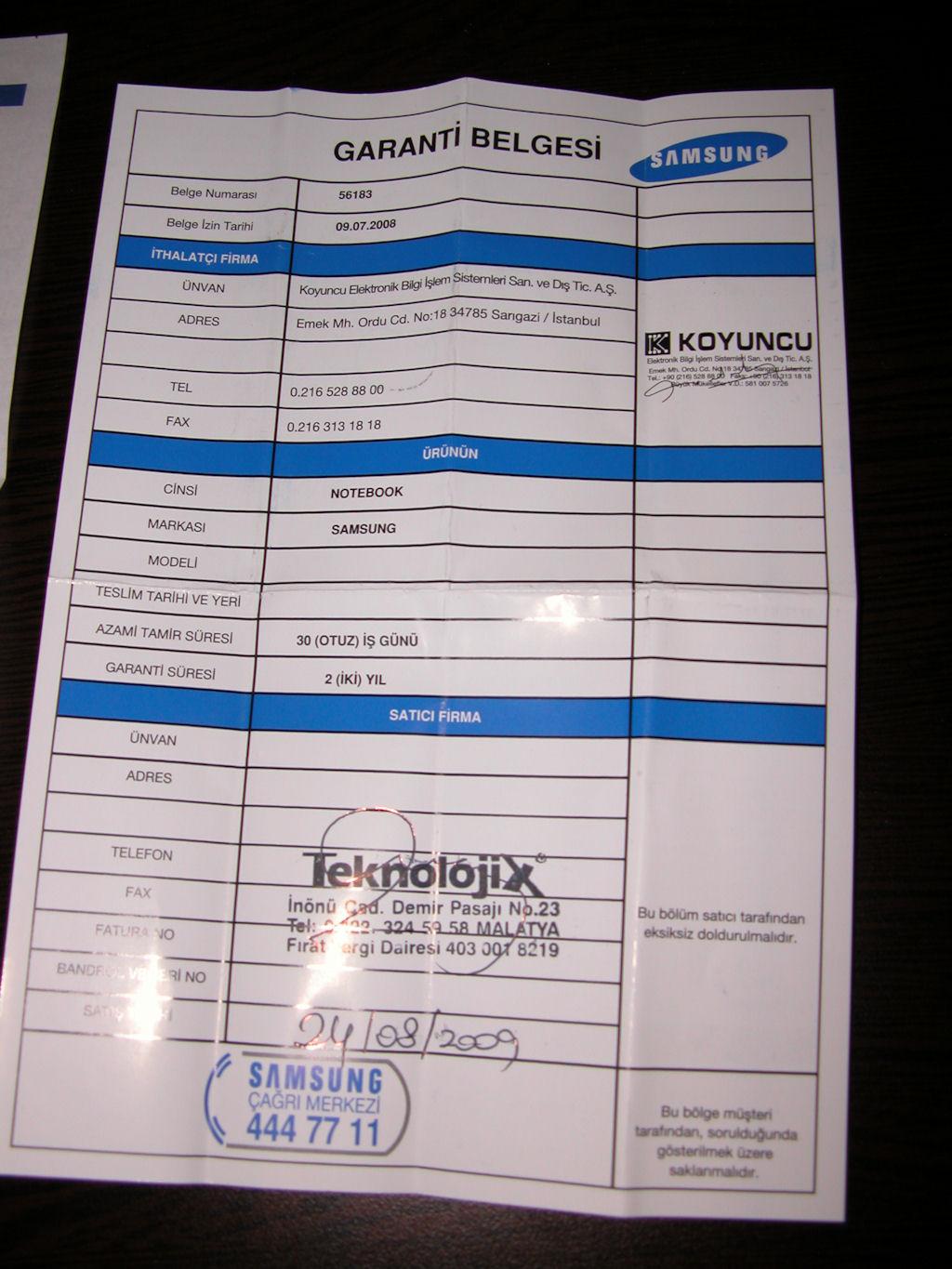  Samsung R522-X08TR(Garantili,Temiz) HD4650 Kart