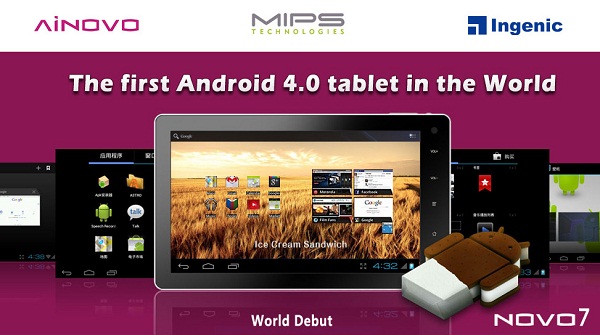 Ainovo ve MIPS'den dünyanın ilk Ice Cream Sandwich'li tableti NOVO7
