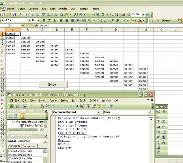  VBA & Excel ve Makrolar Örnekler Sorunlar