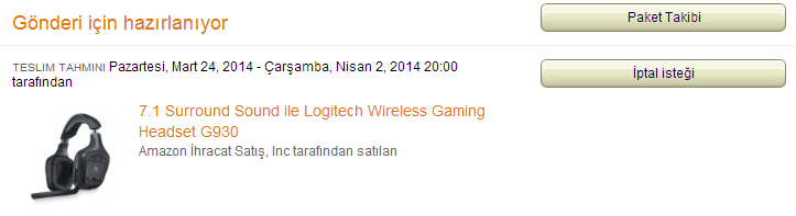  Logitech Wireless Gaming Headset G930 with 7.1 197 TL YANIYOR