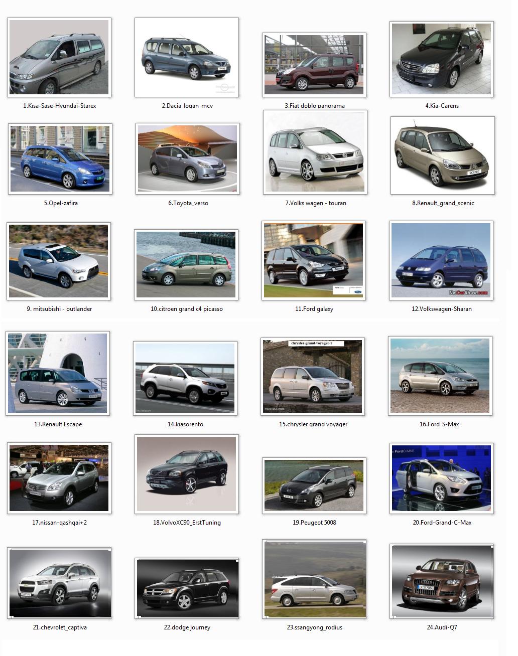  7 Kişilik Otomobil Modelleri ( Resimli )