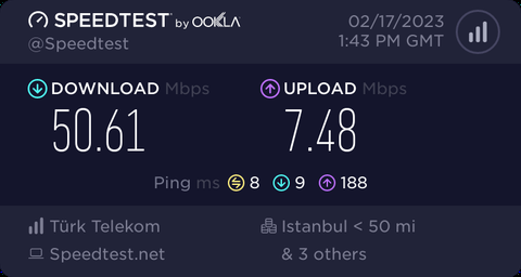 50 mbps paket 58 mbps tanımlanmıs