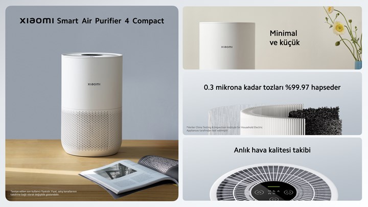 Hafif ve güçlü akıllı hava temizleyici: Xiaomi Smart Air Purifier 4 Compact