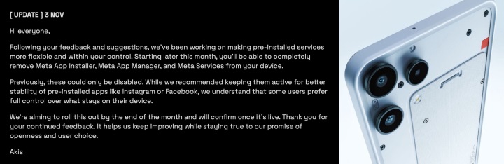 Nothing telefon Meta Instagram Facebook uygulamaları kaldırma kararı