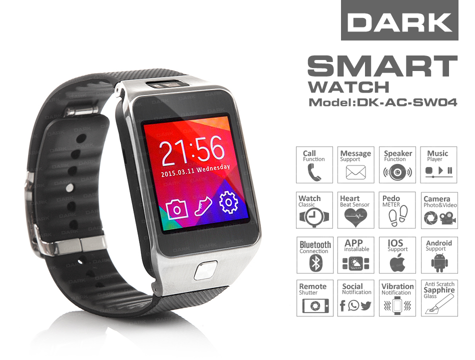 120 TL !!! Dark SW04 Smart Design Android ve iOS Uyumlu Akıllı Saat