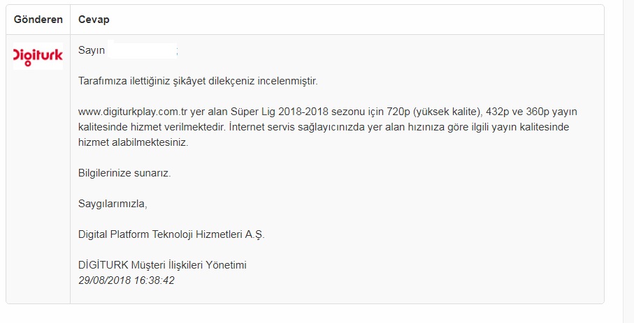 Digituk Play'i Yayın Kalitesi Hakkında Bilgi Vermediğinden Dolayı BTK'ya Şikayet Ettim